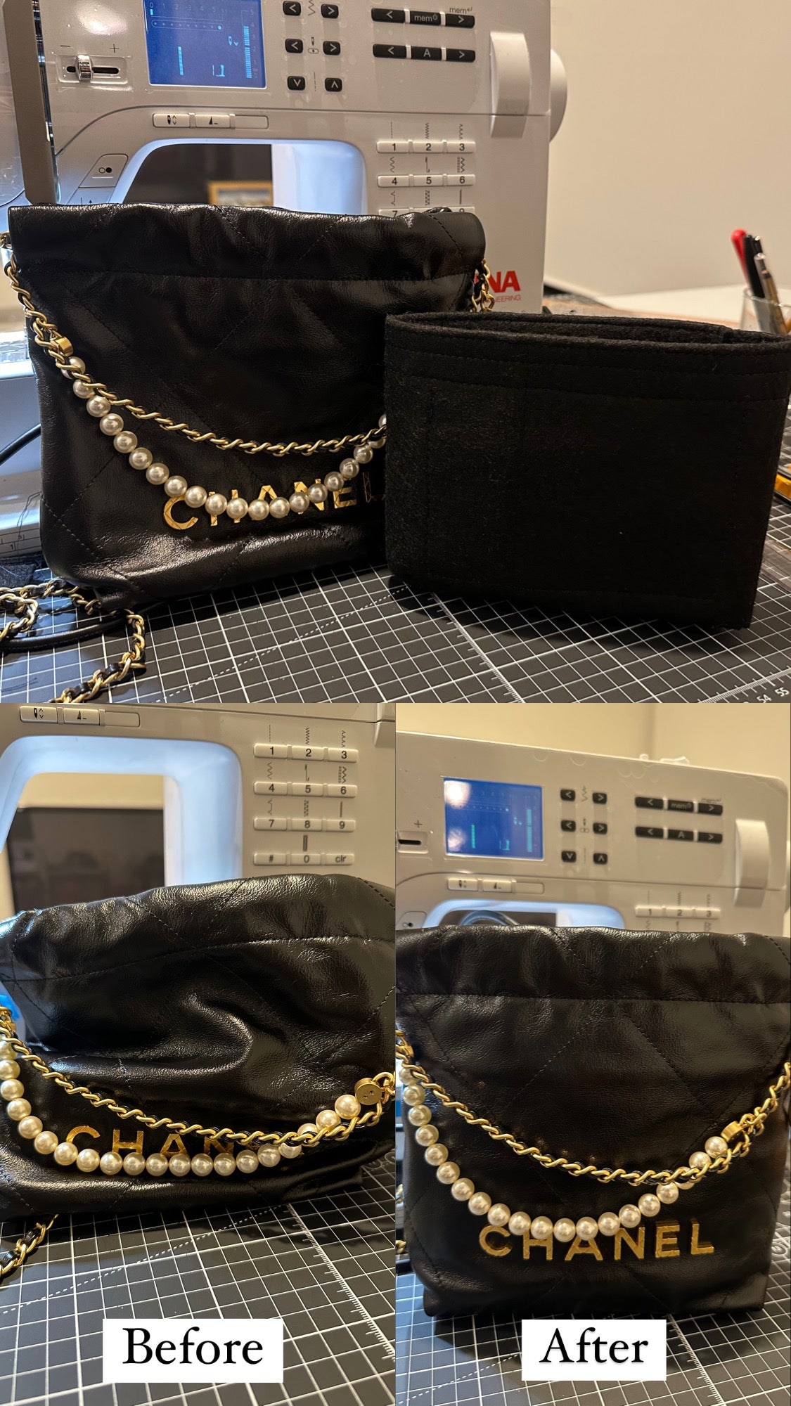Insert organiser liner For Chanel 22 bag (Mini, S,M) - Free UK delivery
